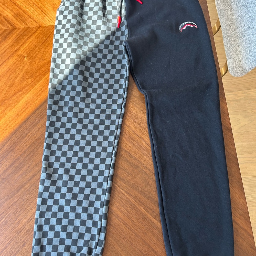 Kids Checkered and Black Joggers